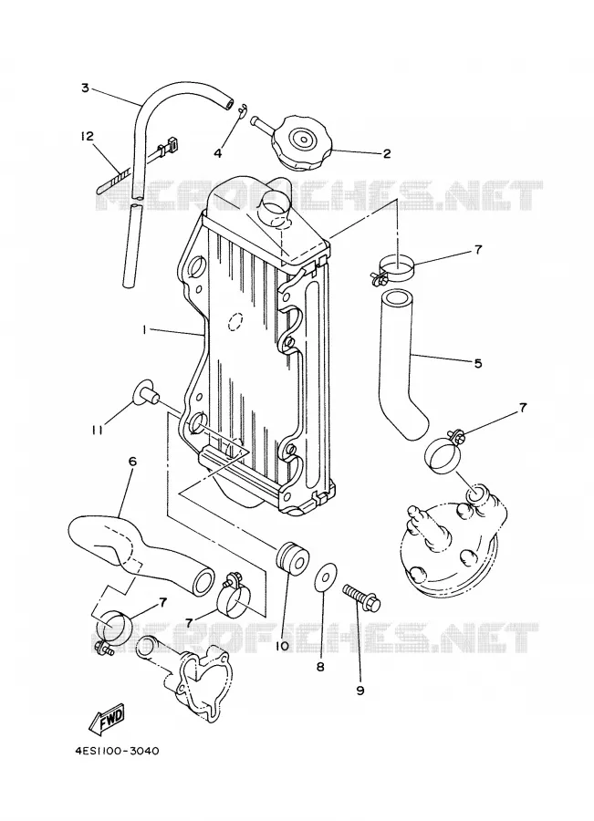 RADIATOR / HOSES Yamaha MOTO 80 2000 YZ  YZ80