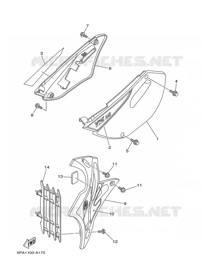 SIDE COVER Yamaha MOTO 85 2002 YZ  YZ85