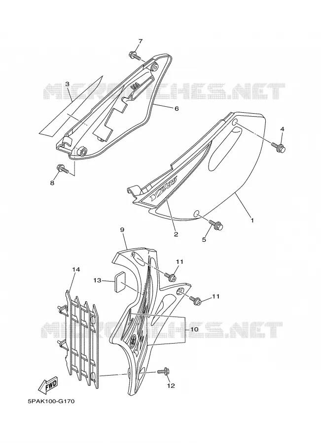 SIDE COVER Yamaha MOTO 85 2008 YZ  YZ85