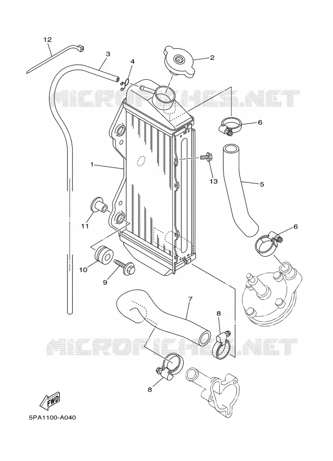 RADIATOR / HOSES Yamaha MOTO 85 2005 YZ BIG WHEELS  YZ85LW