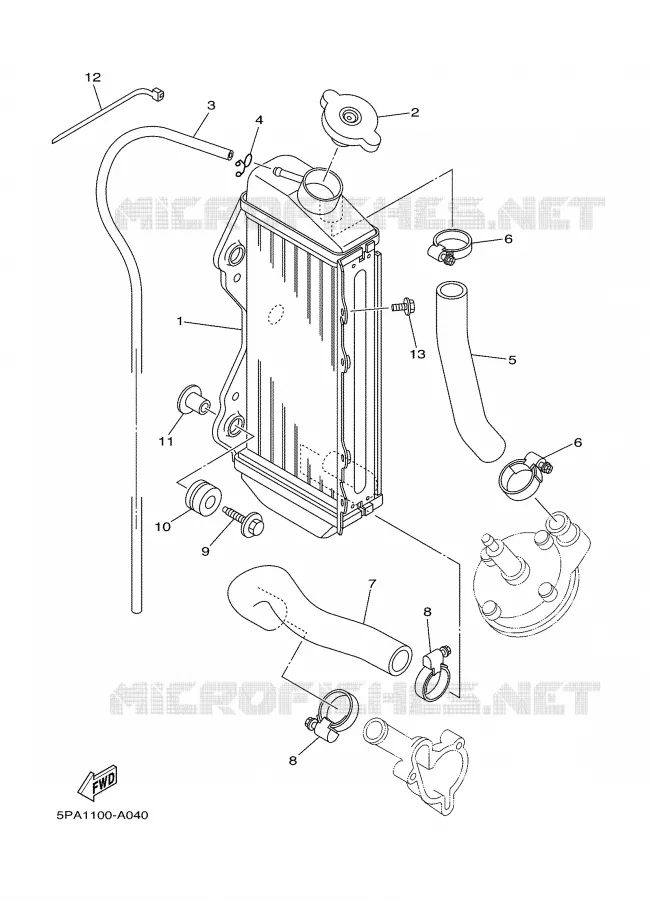 RADIATOR / HOSES Yamaha MOTO 85 2008 YZ BIG WHEELS  YZ85LW