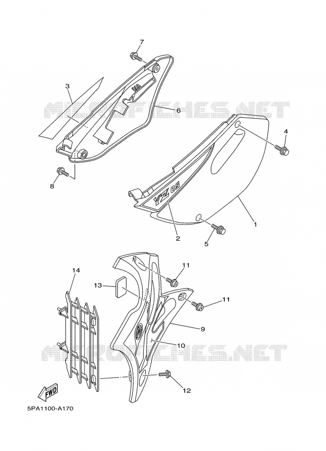 SIDE COVER Yamaha MOTO 85 2002 YZ  YZ85P