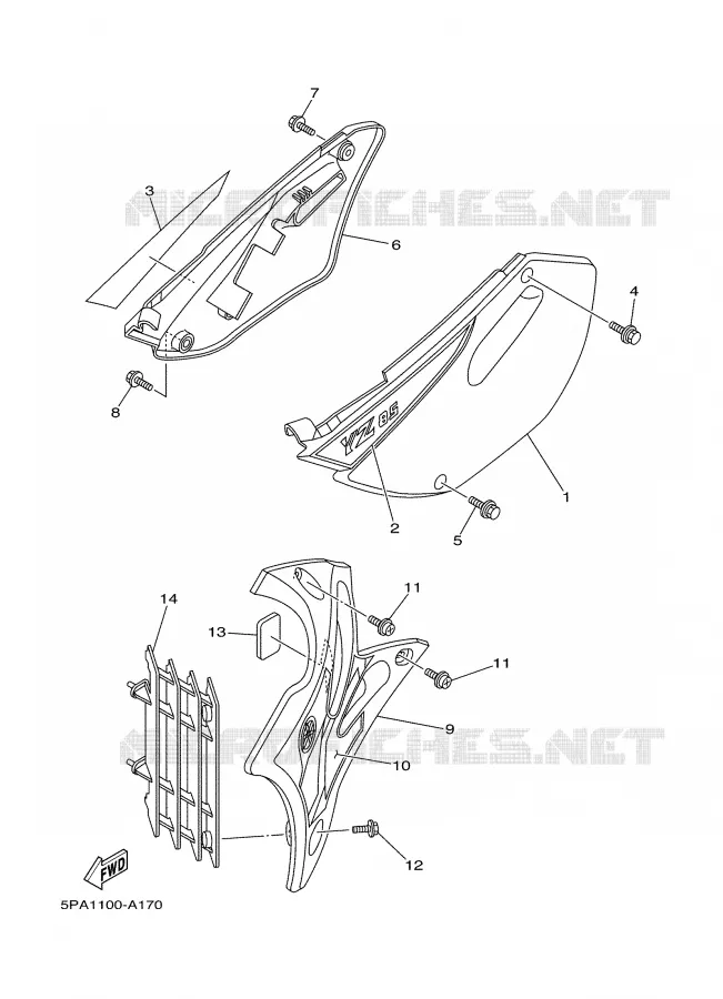SIDE COVER Yamaha MOTO 85 2002 YZ  YZ85P