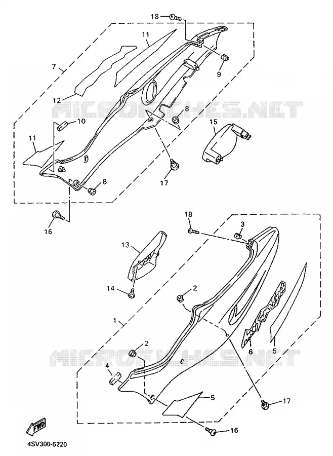 SIDE COVER Yamaha MOTO 1000 1996 THUNDERACE  YZF1000R