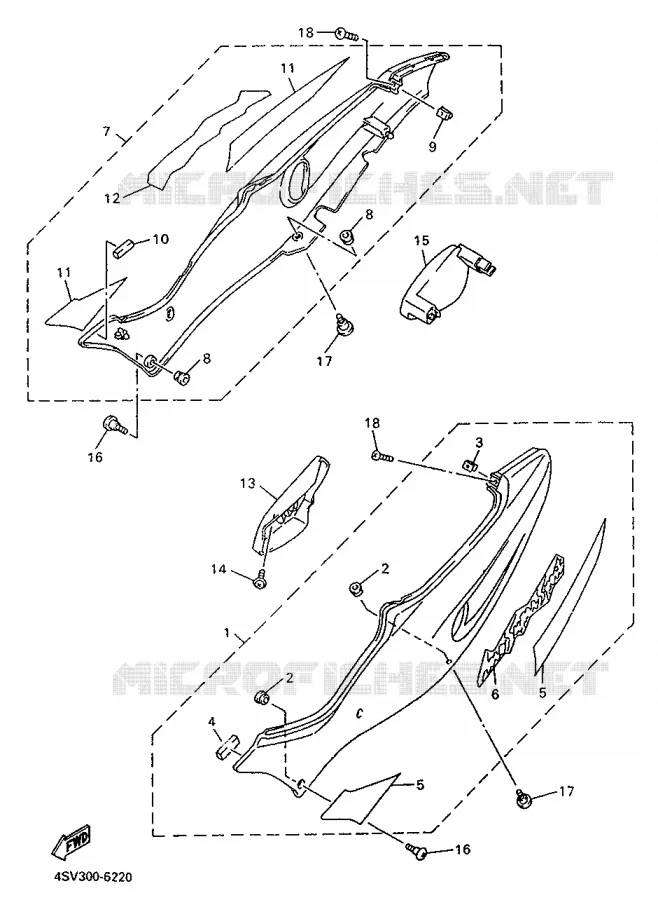 SIDE COVER Yamaha MOTO 1000 1996 THUNDERACE  YZF1000R
