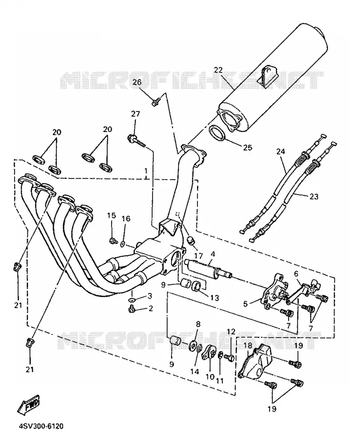 EXHAUST Yamaha MOTO 1000 1996 THUNDERACE  YZF1000R