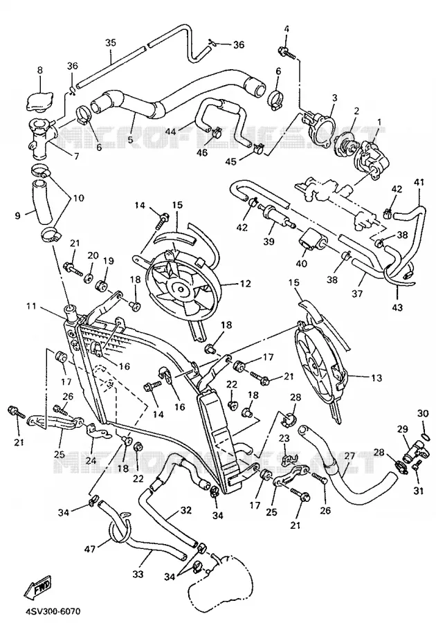 RADIATOR / HOSES Yamaha MOTO 1000 1996 THUNDERACE  YZF1000R