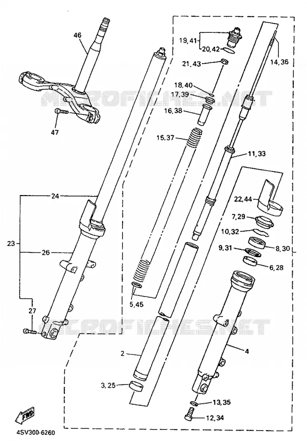 FRONT FORK Yamaha MOTO 1000 1996 THUNDERACE  YZF1000R