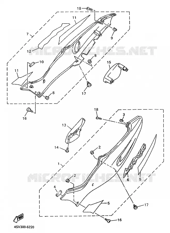 SIDE COVER Yamaha MOTO 1000 1996 THUNDERACE  YZF1000R