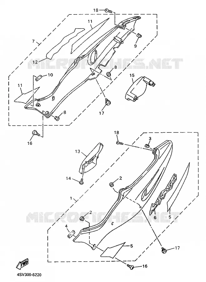 SIDE COVER Yamaha MOTO 1000 1996 THUNDERACE  YZF1000R