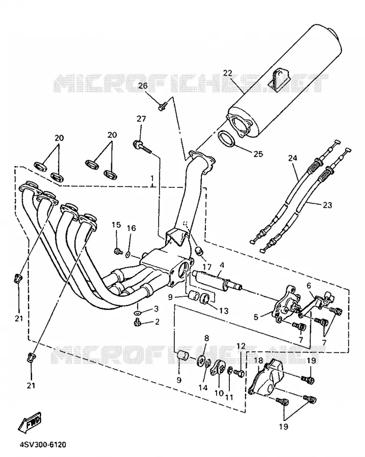 EXHAUST Yamaha MOTO 1000 1996 THUNDERACE  YZF1000R