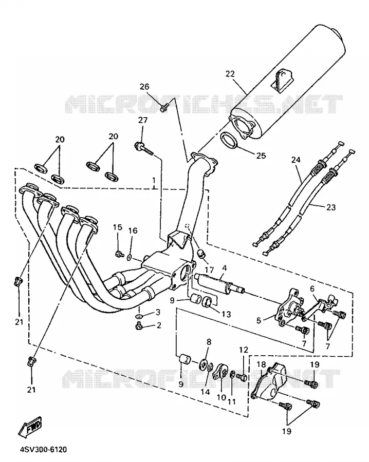 EXHAUST Yamaha MOTO 1000 1996 THUNDERACE  YZF1000R