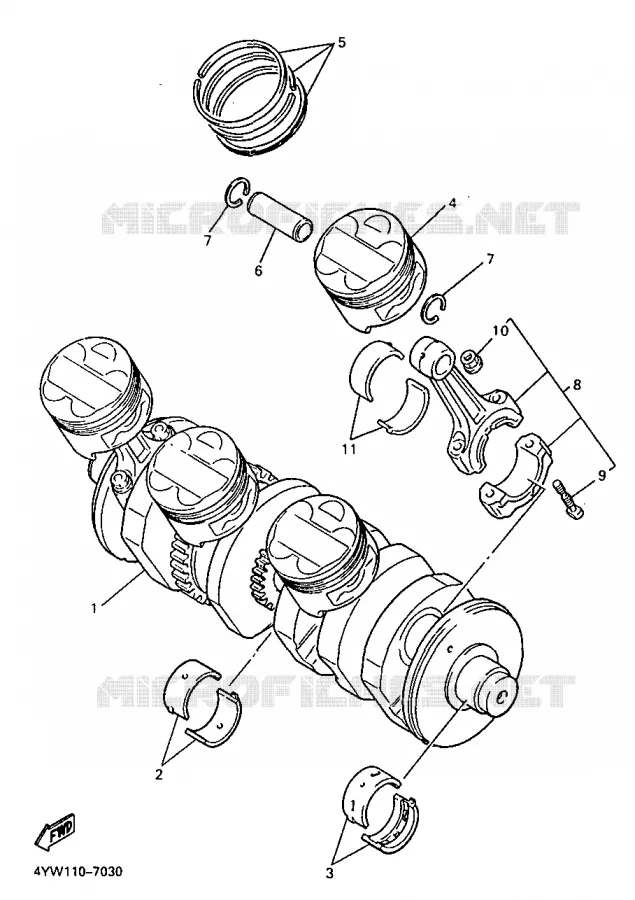 CRANKSHAFT / PISTON Yamaha MOTO 1000 1996 THUNDERACE  YZF1000R