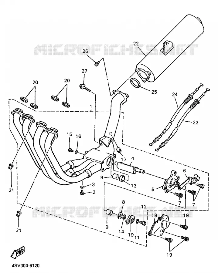 EXHAUST Yamaha MOTO 1000 1996 THUNDERACE  YZF1000R
