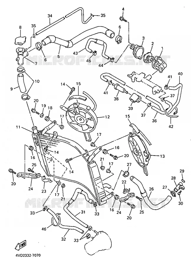 RADIATOR / HOSES Yamaha MOTO 1000 1997 THUNDERACE  YZF1000R