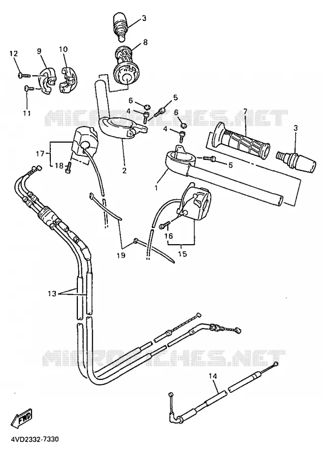 HANDLEBAR & CABLES Yamaha MOTO 1000 1997 THUNDERACE  YZF1000R