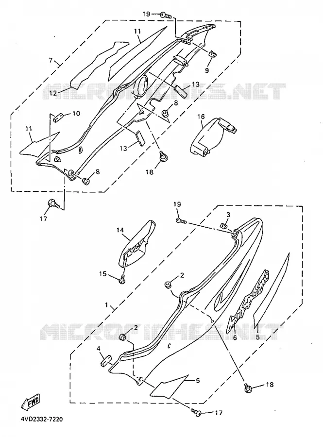 SIDE COVER Yamaha MOTO 1000 1997 THUNDERACE  YZF1000R