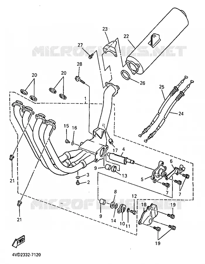 EXHAUST Yamaha MOTO 1000 1997 THUNDERACE  YZF1000R