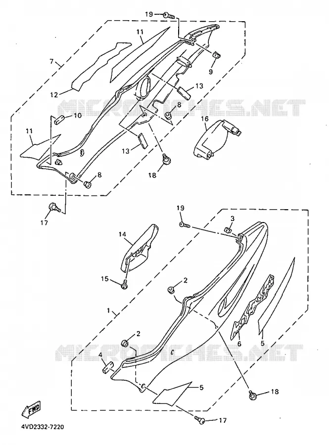 SIDE COVER Yamaha MOTO 1000 1997 THUNDERACE  YZF1000R