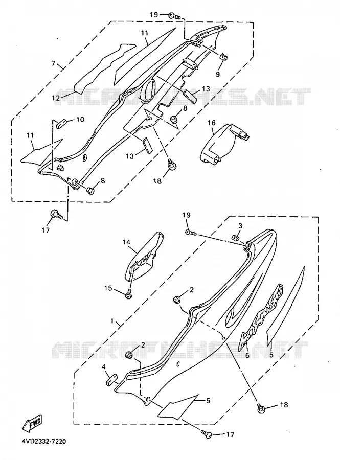 SIDE COVER Yamaha MOTO 1000 1998 THUNDERACE  YZF1000R