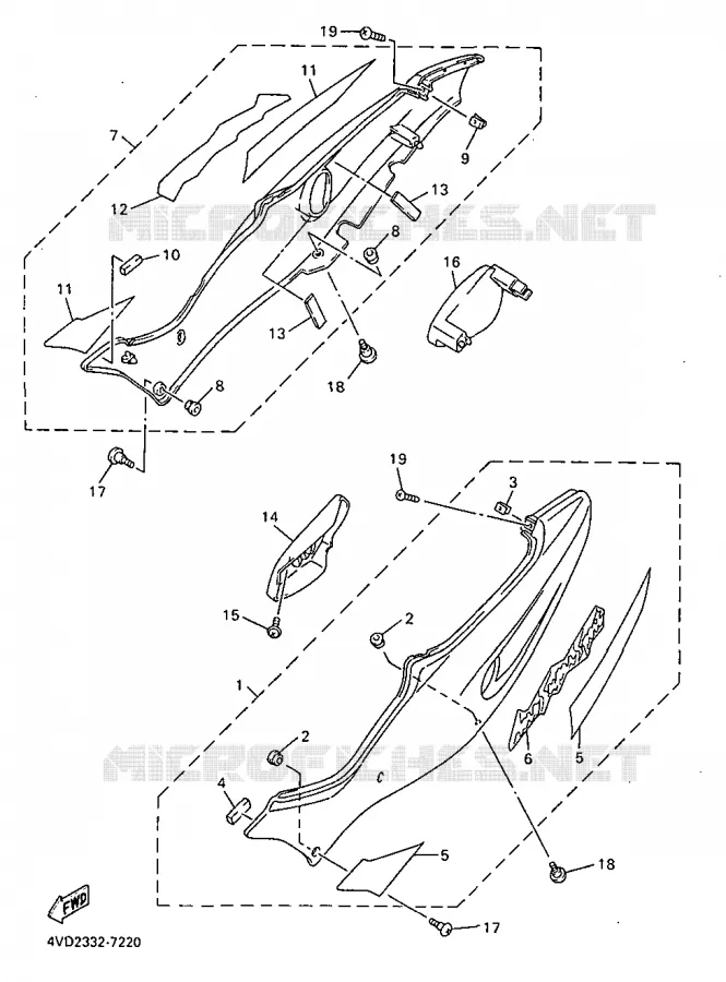 SIDE COVER Yamaha MOTO 1000 1998 THUNDERACE  YZF1000R