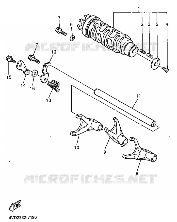 GEAR SHIFT SELECTOR DRUM / FORKS Yamaha MOTO 1000 1998 THUNDERACE  YZF1000R