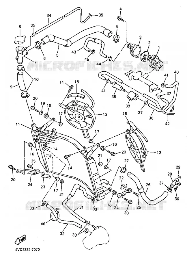 RADIATOR / HOSES Yamaha MOTO 1000 1998 THUNDERACE  YZF1000R