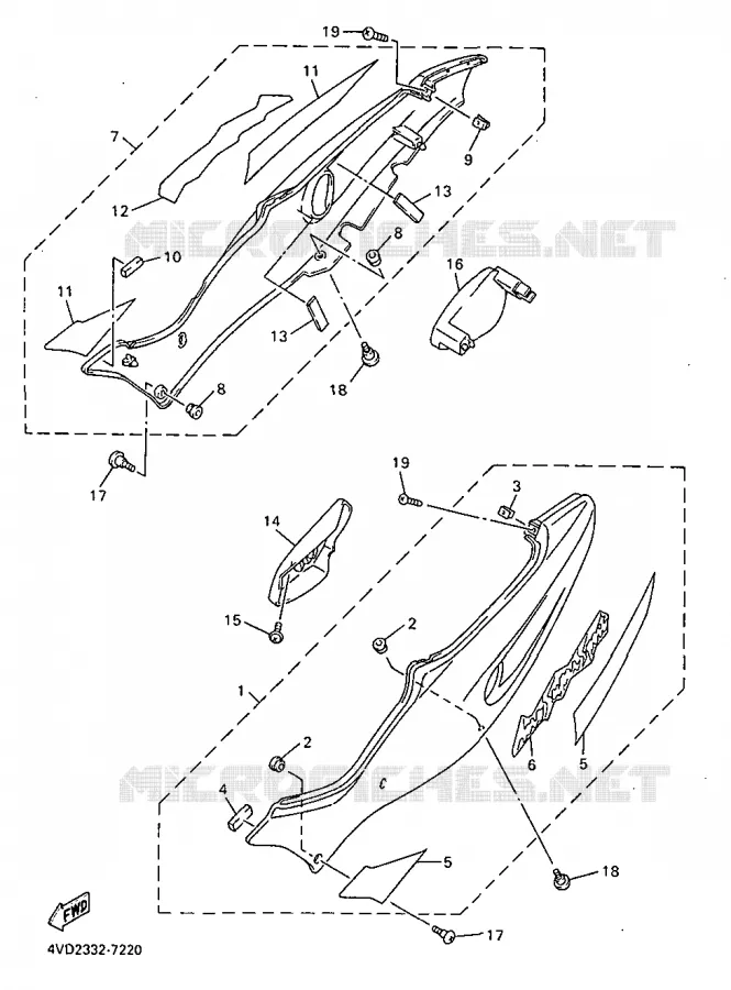 SIDE COVER Yamaha MOTO 1000 1998 THUNDERACE  YZF1000R
