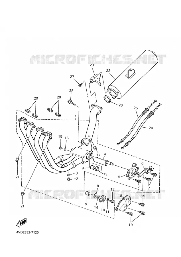 EXHAUST Yamaha MOTO 1000 2001 THUNDERACE  YZF1000R